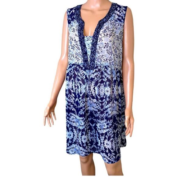 Knox Rose Shift Dress Womens Navy Blue Floral Print W/ Tank Sleeveless SZ Large - Picture 3 of 7